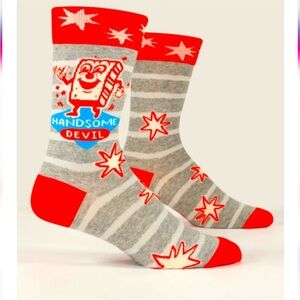 Blue Q Mens Soft Combed Cotton Crew Socks Handsome Devil Novelty size 7-12